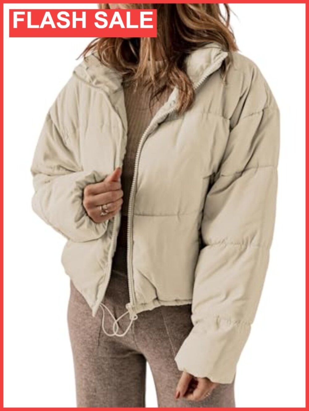 Dokotoo Womens Quilted Puffer Jacket Long Sleeve Zip Front Loose Fit
